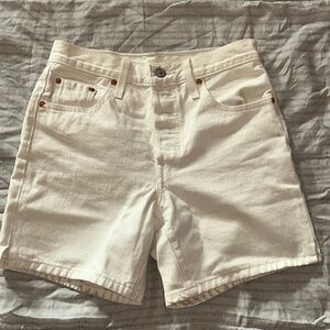 Levi's Cream High-Waist Denim Shorts